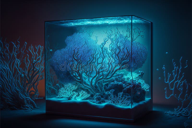 Bioluminescent Coral in a Designer Concept Design Aquarium royalty free illustration