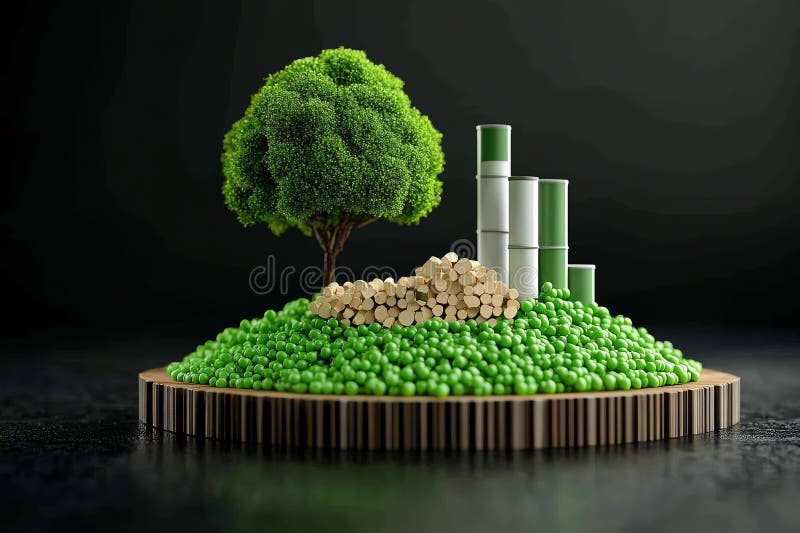 Biomass output optimization is depicted in a minimalist design focusing on the streamlined process of biomass conversion for stock illustration