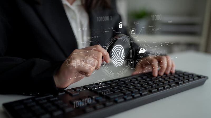 Biometric Authentication and Cybersecurity System Latch stock photography