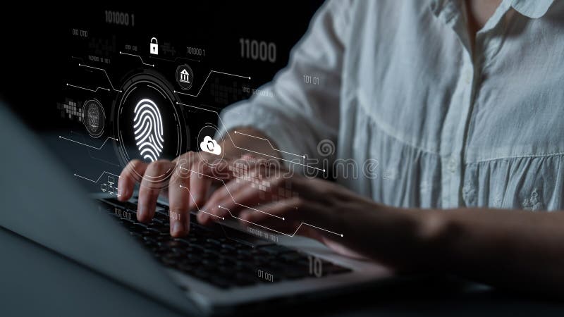 Biometric Authentication and Cybersecurity System Latch royalty free stock image