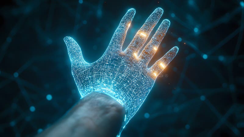 Biometric Hand Scan with Glowing Effect vector illustration