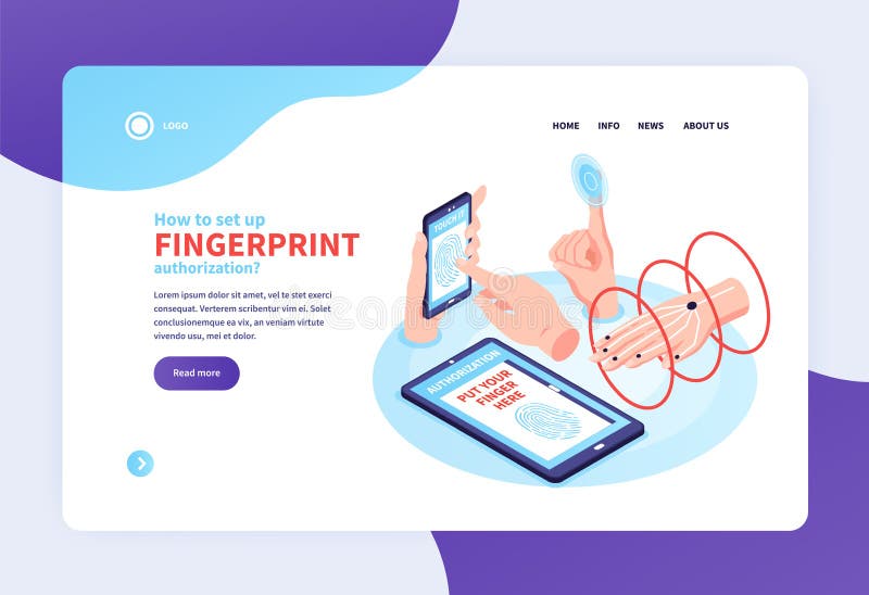 Biometric Identification Landing Page royalty free illustration Biometric Identification Landing Page royalty free illustration