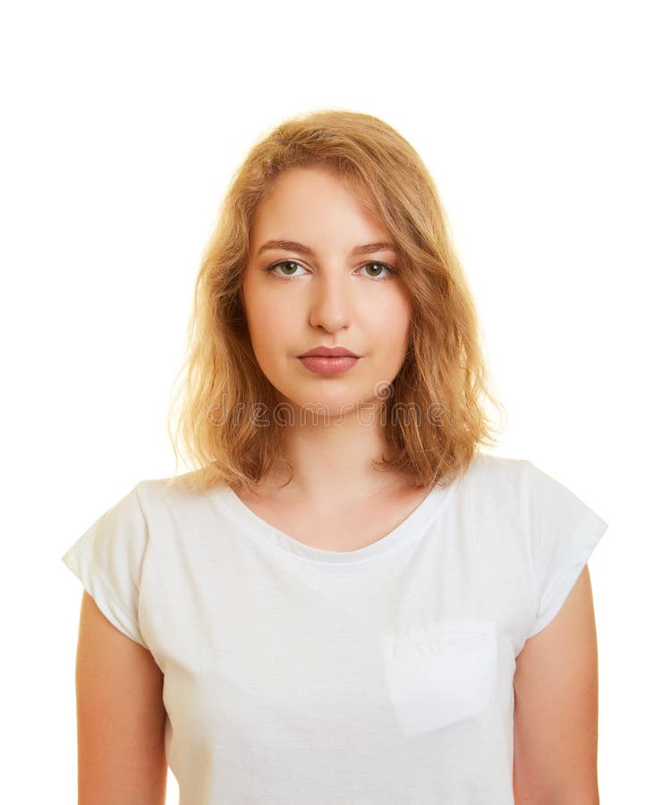 Biometric passport photo of a young woman