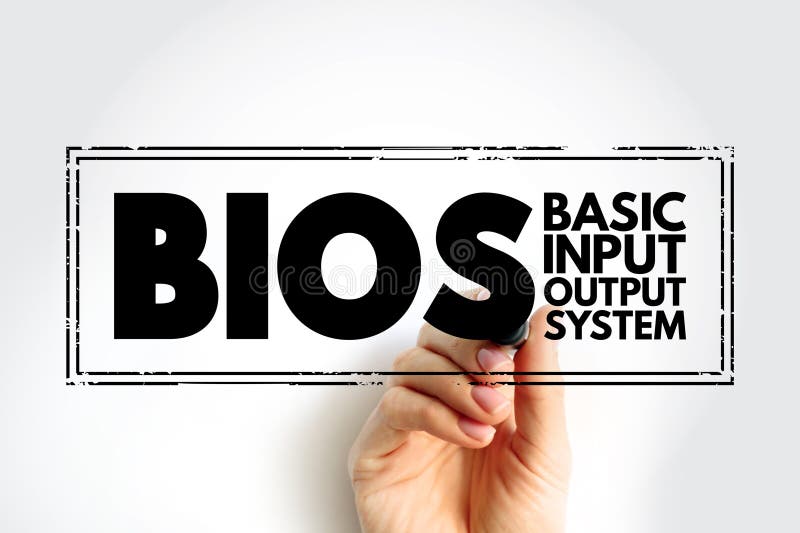 Bios grundläggande inmatningssystem är fast programvara som används för att tillhandahålla körtidstjänster för operativsystem och vektor illustrationer
