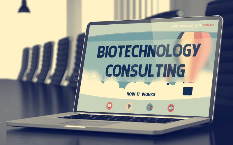 Biotechnologii Konsultować - na laptopu ekranie zbliżenie 3d