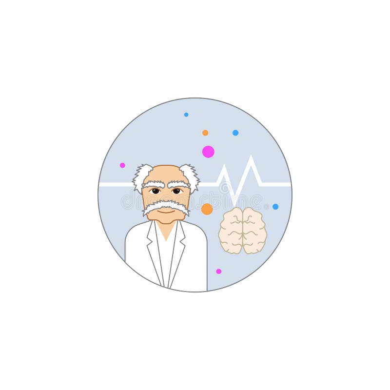 Biotechnology, scientist, brain in badge icon. Element of biotechnology icon