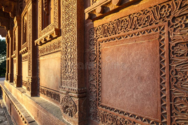 Close up of the Birbal Bhavan pavilion, afternoon, in Fatehpur Sikri, Agra, Uttar Pradesh, India, Asia