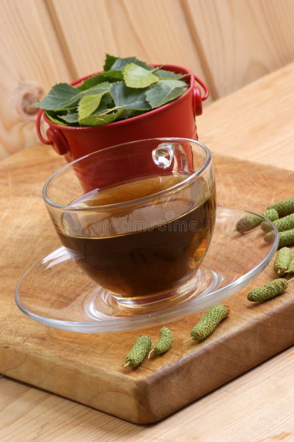 Birch leaf tea stock image