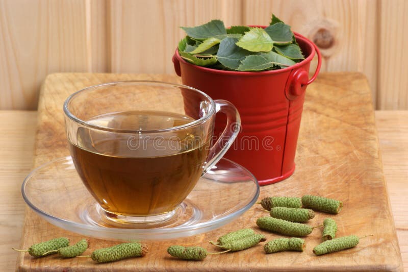 Birch leaf tea stock photos