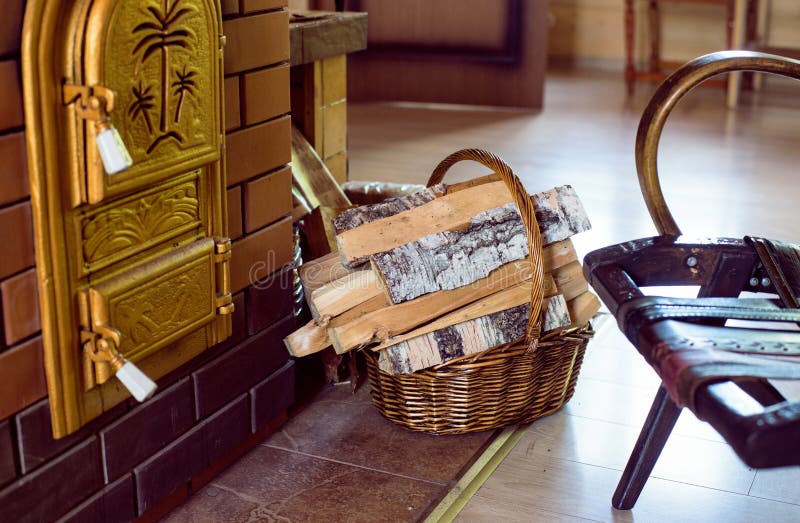 Birch Wood before the Stove Stock Image Image of open, decor 117832555