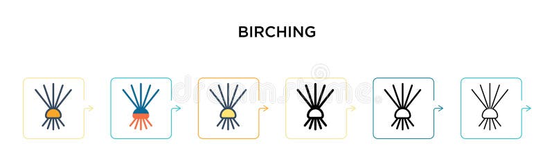 Birching значок вектор в 6 различных современных стилей. Черные 2 покрасили birching значки, разработанный в, полных линий и фальс иллюстрация штока