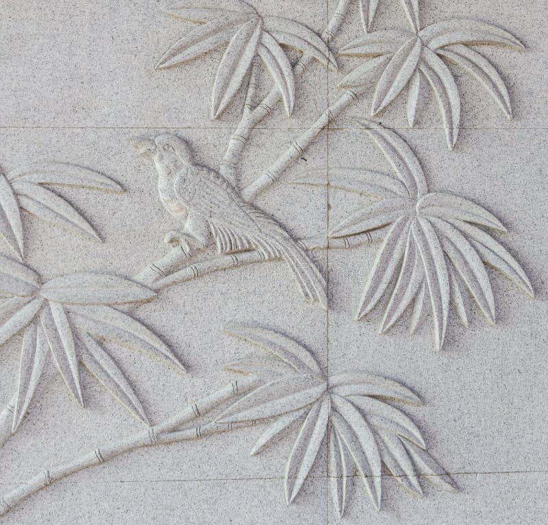 Bird and Bamboo Stone Wall Art Stock Image Image of carve, culture