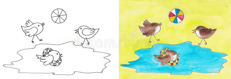 Download Bird bath stock illustration. Illustration of illustration ...
