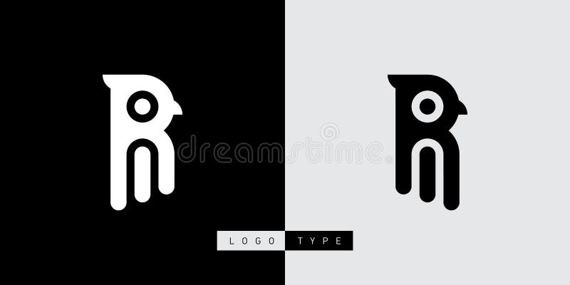 Bird with beak and crest. R and I initial logo with two options. RI initial monogram logotype. IR - design element or icon looks vector illustration Bird with beak and crest. R and I initial logo with two options. RI initial monogram logotype. IR - design element or icon looks vector illustration