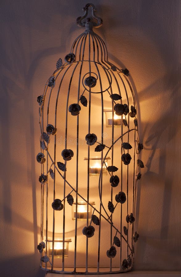 Bird cage candle ornament stock image. Image of wall 33661799