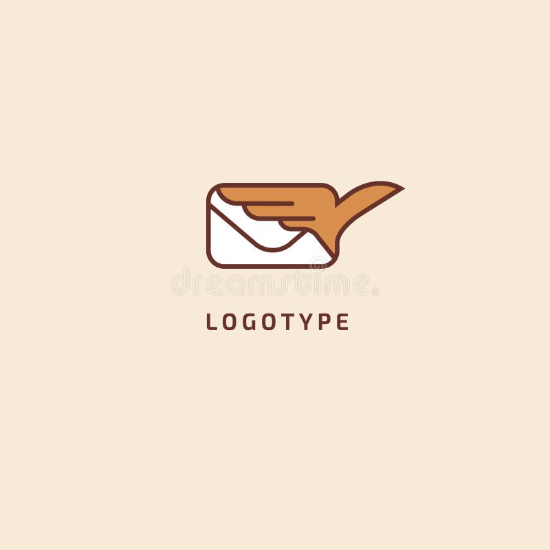 Bird and Envelope Logo. Vector Abstract Minimalistic Illustration