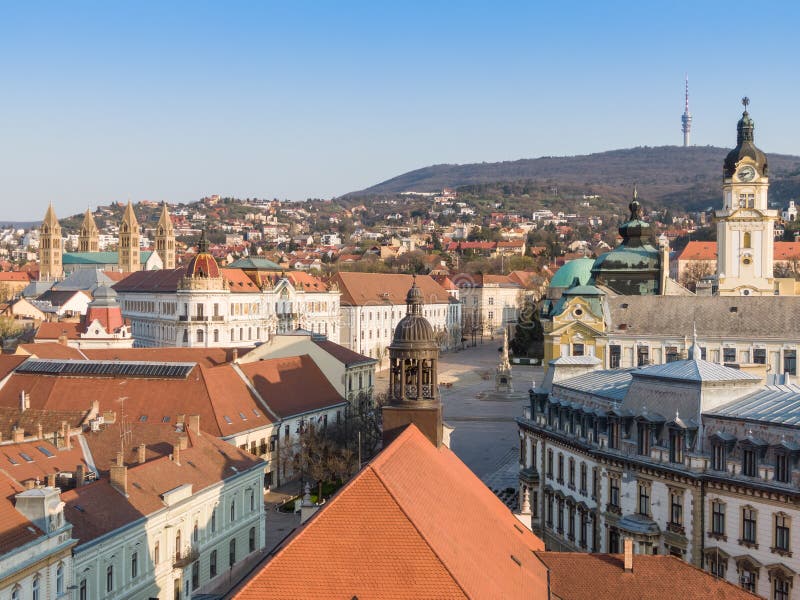 Bird eye view of Pecs, Hungary