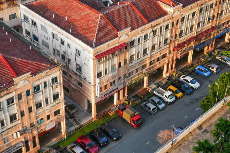 Bird eyes view of the shop lot in the early of morning