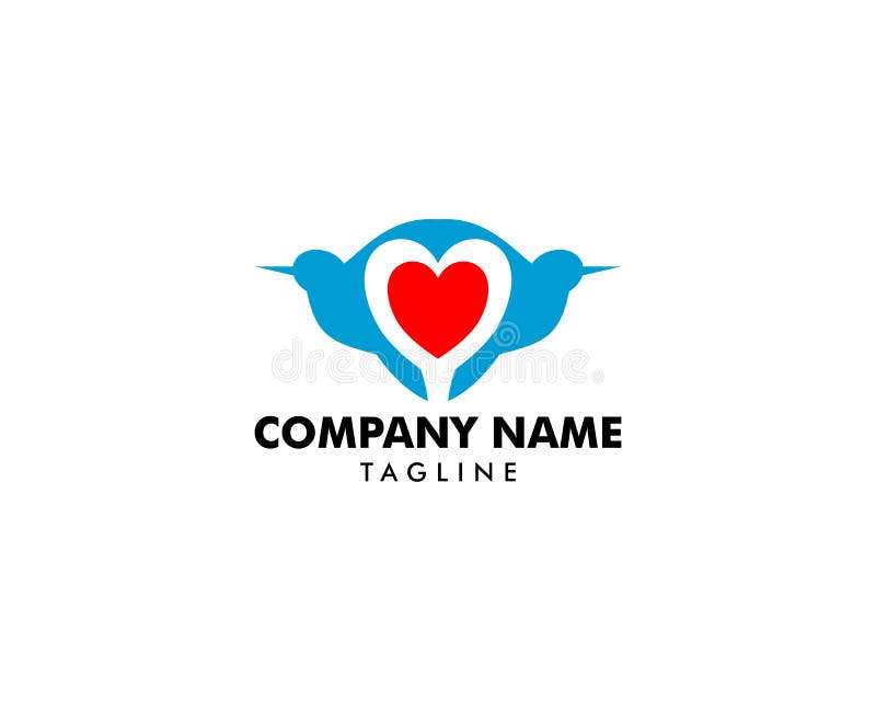 Bird heart love logo design royalty free illustration