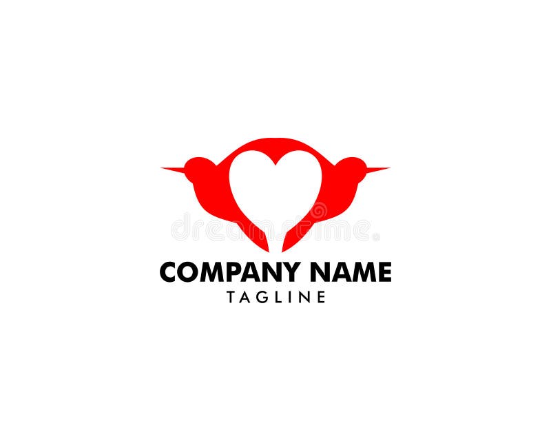 Bird heart love logo design vector illustration