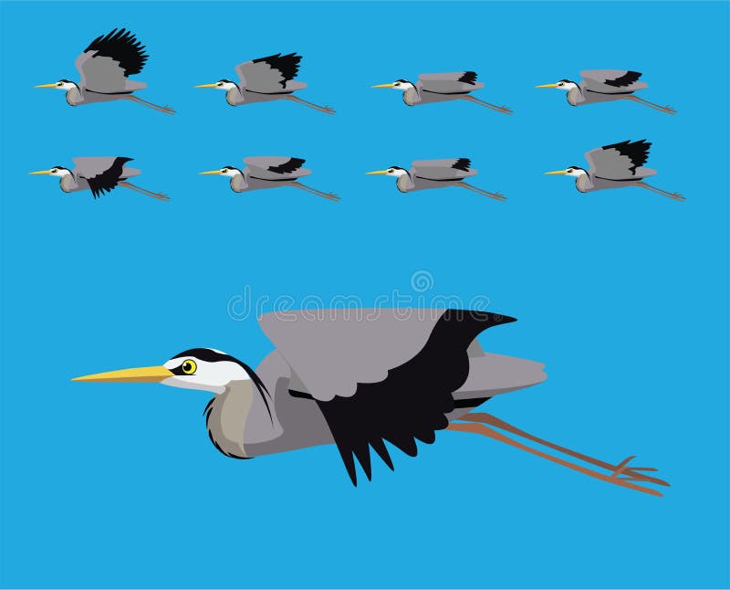 Bird Heron Flying Cartoon Vector Animation Frame Stock Vector -  Illustration of motion, beak: 195765150