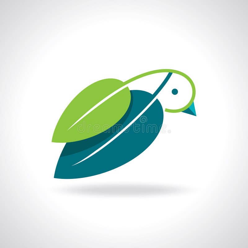 Bird illustration with green leaves vector illustration
