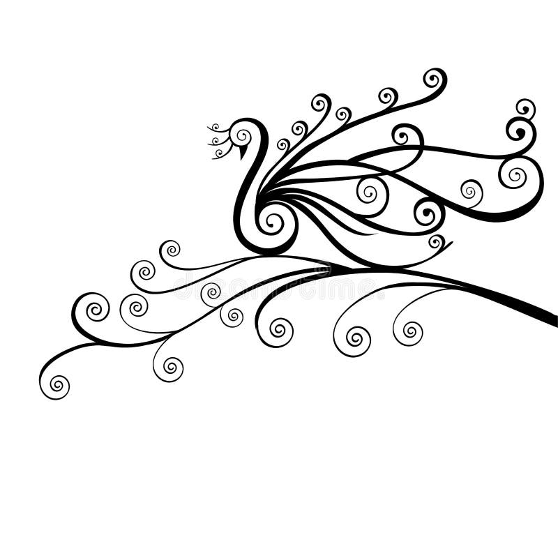 Bird , peacock in swirls stock vector. Illustration of design - 22974304