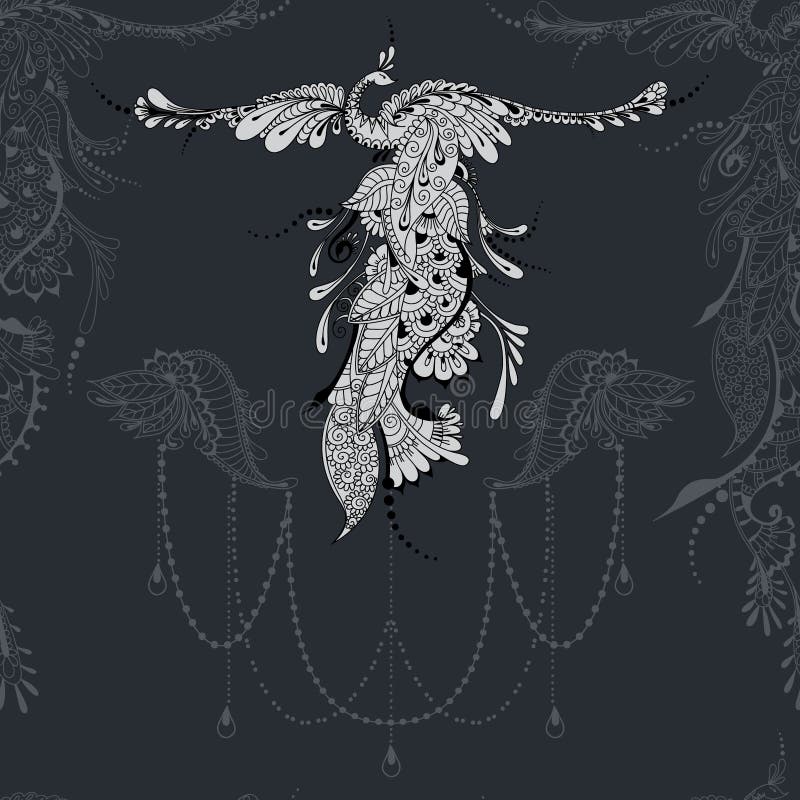 Bird Phoenix Lace Decor Stock Illustrations 2 Bird Phoenix Lace Decor