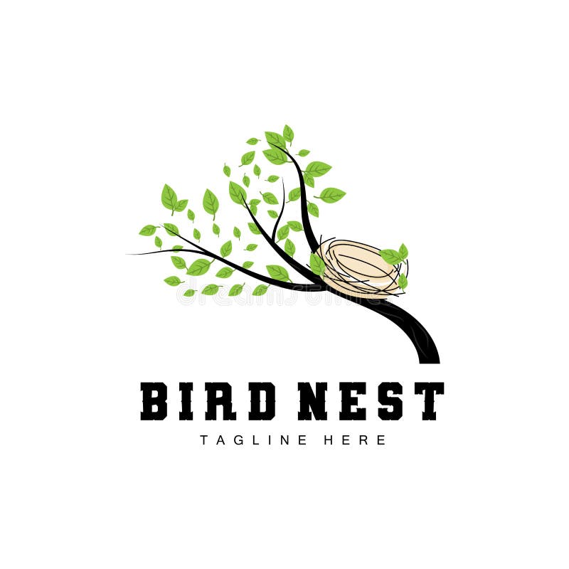 Bird S Nest Logo Design, Bird House Vector for Eggs, Bird Tree Logo