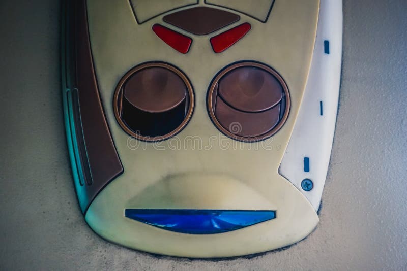 Bird-shaped air conditioner on the bus stock photos