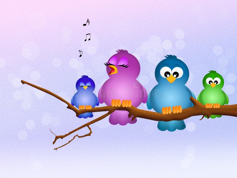 Singing Birds Branch Stock Illustrations 701 Singing Birds Branch