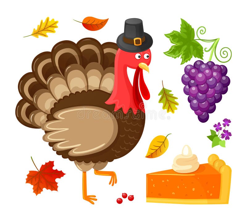 Bird Thanksgiving Day Grapes Isolated Icons Vector vector illustration Bird Thanksgiving Day Grapes Isolated Icons Vector vector illustration
