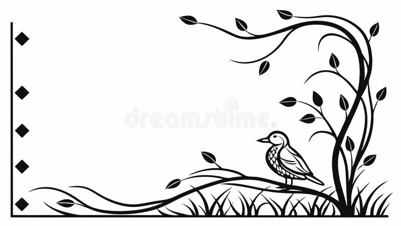 Bird on Tree Branch, Symbolizing Nature and Tranquility, vector design Generative AI stock illustration