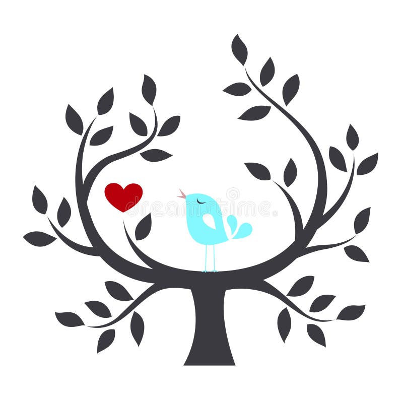 Bird in a tree with love