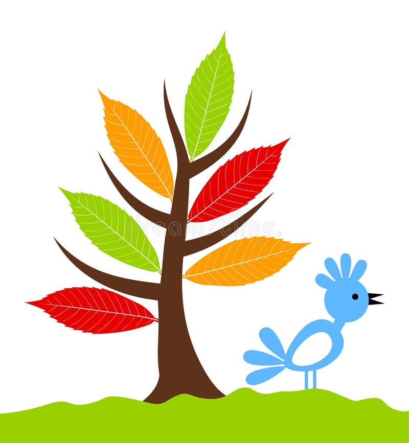 Bird under a tree royalty free illustration