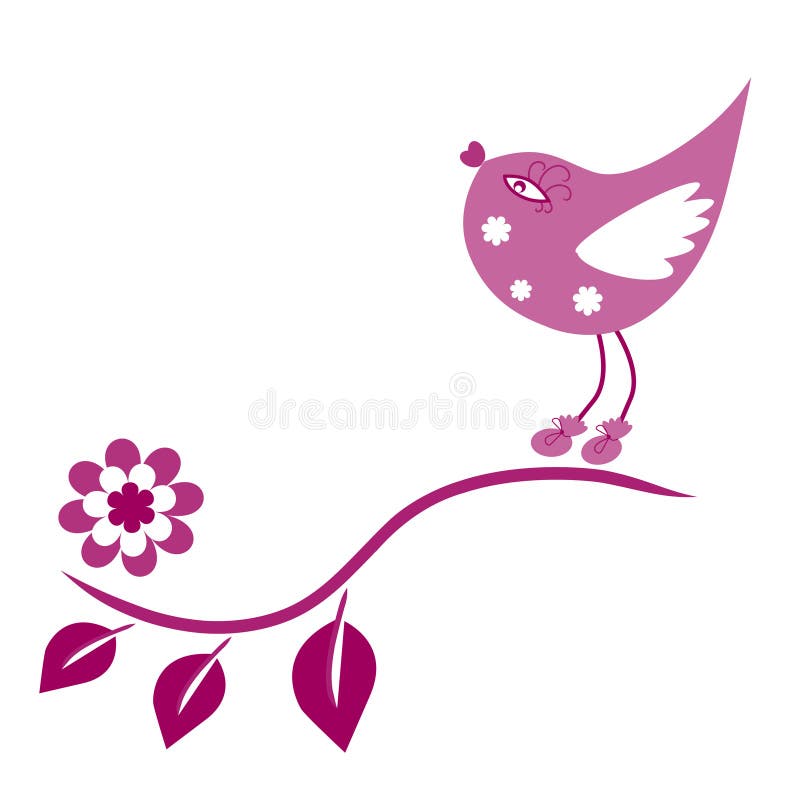 The Birdie sits on branch and sings.