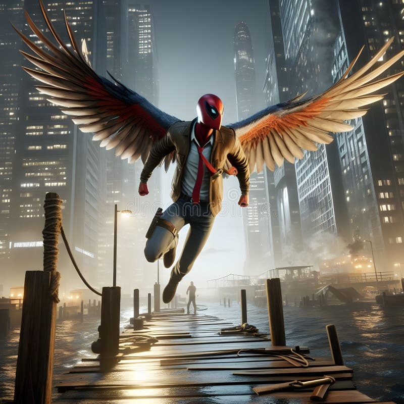 Birdman, unreal engine render, 8k vector illustration