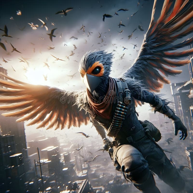 Birdman, unreal engine render, 8k vector illustration