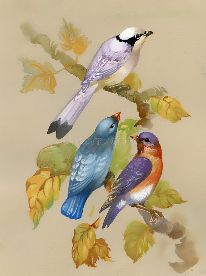 Birds on a blossoming tree, animal