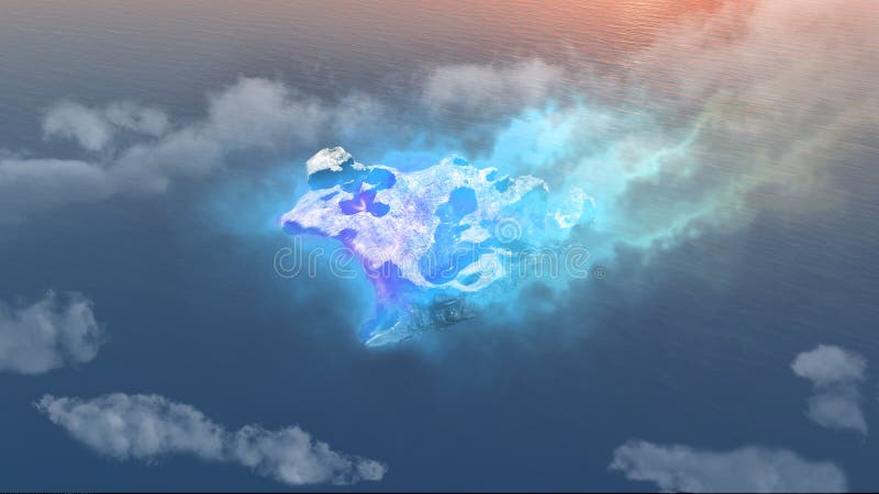 Birds eye view blue meteorite falling stock illustration