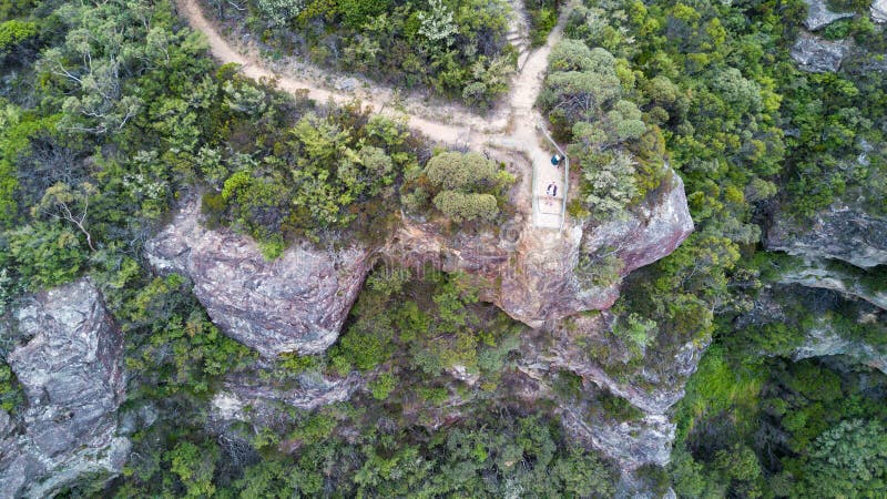 Birds eye view cliff tops Blue Mountains Australia royalty free stock images