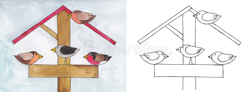 Download Birds in the feeder stock illustration. Illustration of ...