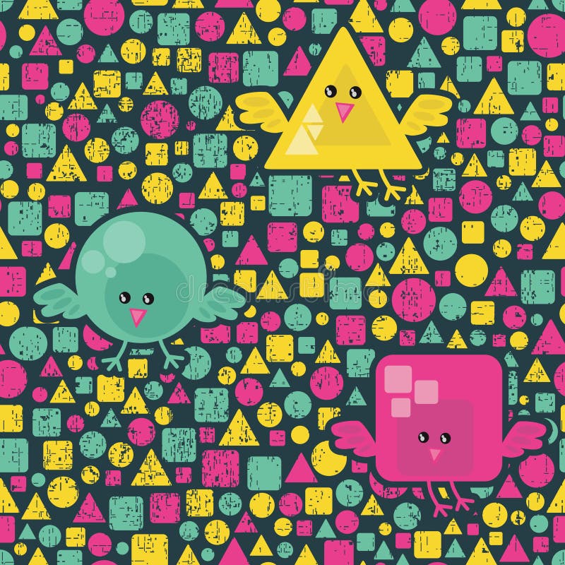 Birds and geometric figures. vector illustration