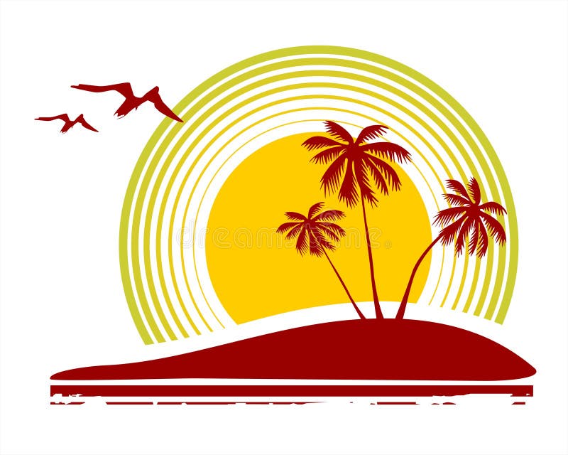 Birds and palm trees stock illustration Birds and palm trees stock illustration