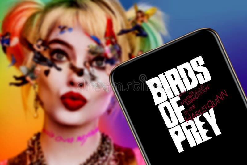 Έξυπνο τηλέφωνο με το λογότυπο των Birds of Prey στοκ εικόνες