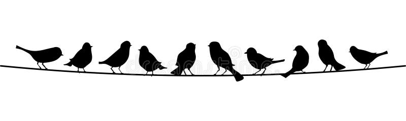 Birds silhouette vector.Birds sitting.Sitting birds illustration