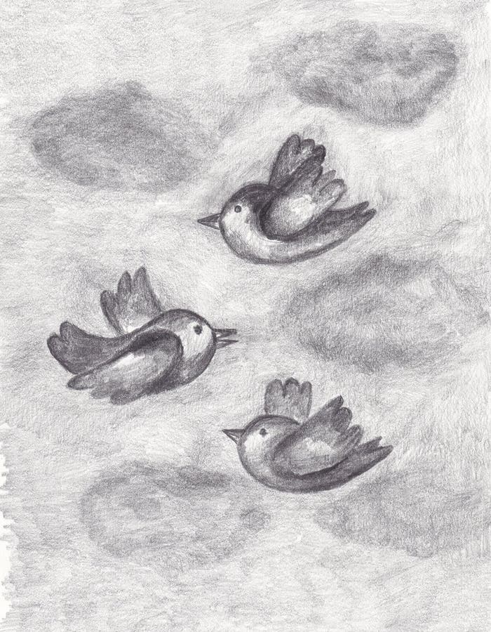 Birds in the sky stock illustration. Illustration of nature - 32608971