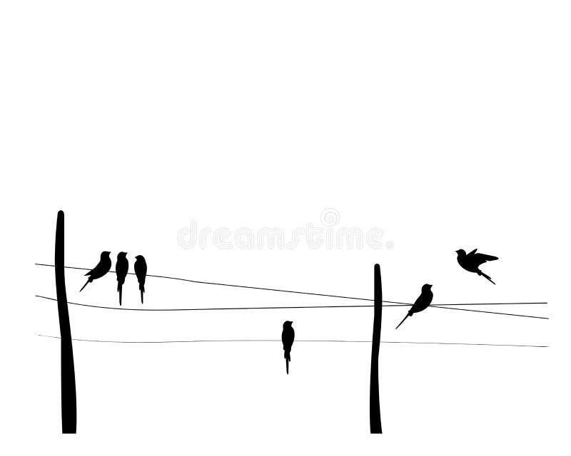Birds Silhouettes on Wire, Vector. Wall Decals, Wall Art Work. Scandinavian  Minimalist Art Design Stock Vector - Illustration of silhouettes, black:  189367287