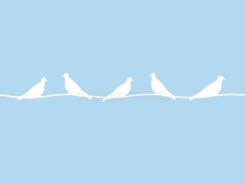 Birds on wires. Blue background with birds circuit. Vector vector illustration Birds on wires. Blue background with birds circuit. Vector vector illustration