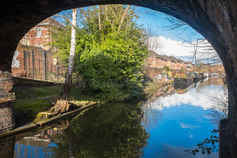 Birmingham Canal and Canal Boats Stock Image - Image of sign, transport